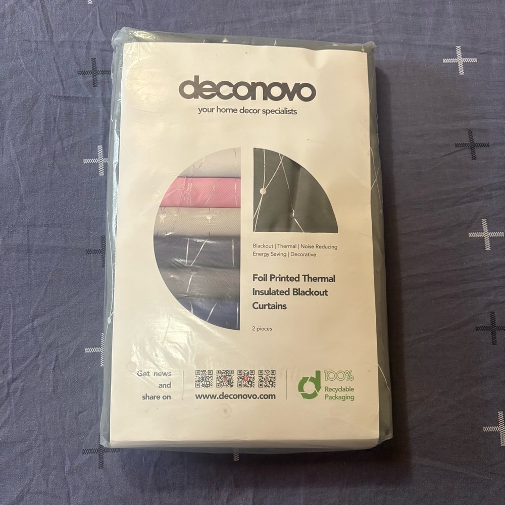 NEW Deconovo Foil Printed Thermal Blackout Insulated Curtains W52*L84inch